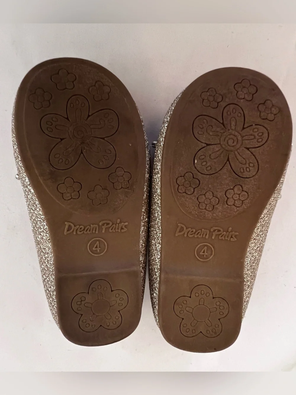 Dream Pairs Gold Glitter Pearl & Crystal Embellished Ballet Flats